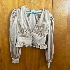 Song of Style Cropped Satin Poplin Top